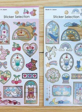 蘑菇屯 日本进口 gaia美丽花窗贴纸 欧式华丽玻璃窗花装饰贴画