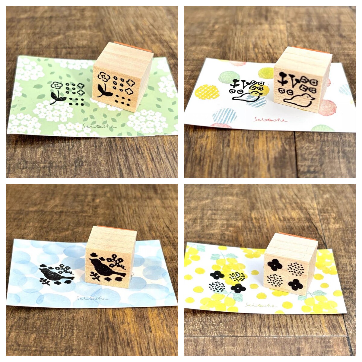 蘑菇屯 日本进口 星灯社限定木质印章 小鸟花草野菜装饰用印