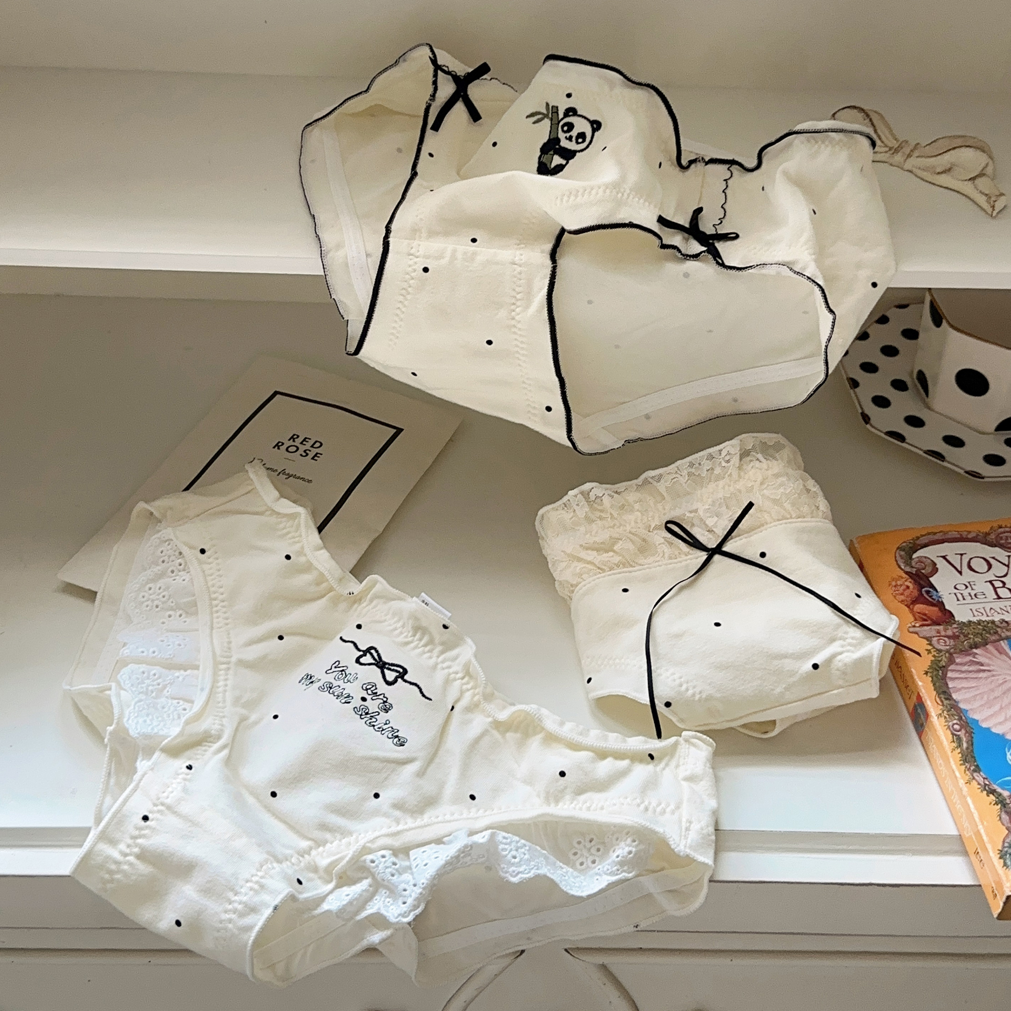 桃蜜糖丨奶fufu~波点日系纯棉内裤学生三角裤复古蕾丝花边可爱