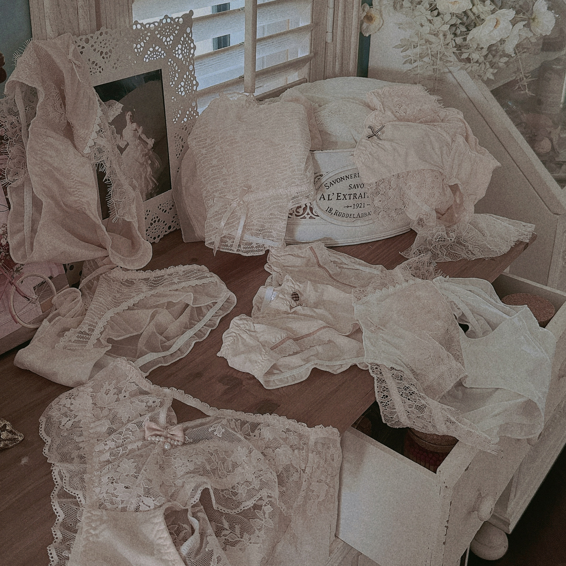 『奶油色系』桃蜜糖复古蕾丝内内合集中低腰半透明透气薄性感内裤,女士内衣/男士内衣/家居服,女三角裤,淘宝优惠券,粉丝福利购,淘宝优惠卷