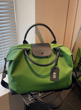 大容量轻便旅行包男女手提斜挎包短途出差健身包绿色可登机行李包