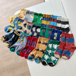 24cm 优质推荐 出口日本童装 男女童多花色 棉弹防滑中筒袜 脚长13