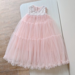 120-160码 新款童装夏季闪片拼接纱纱裙 女中大童公主裙 中长款