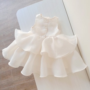 3-16岁 出口英国童装 立体玫瑰花多层次纱裙公主裙 设计感礼服裙