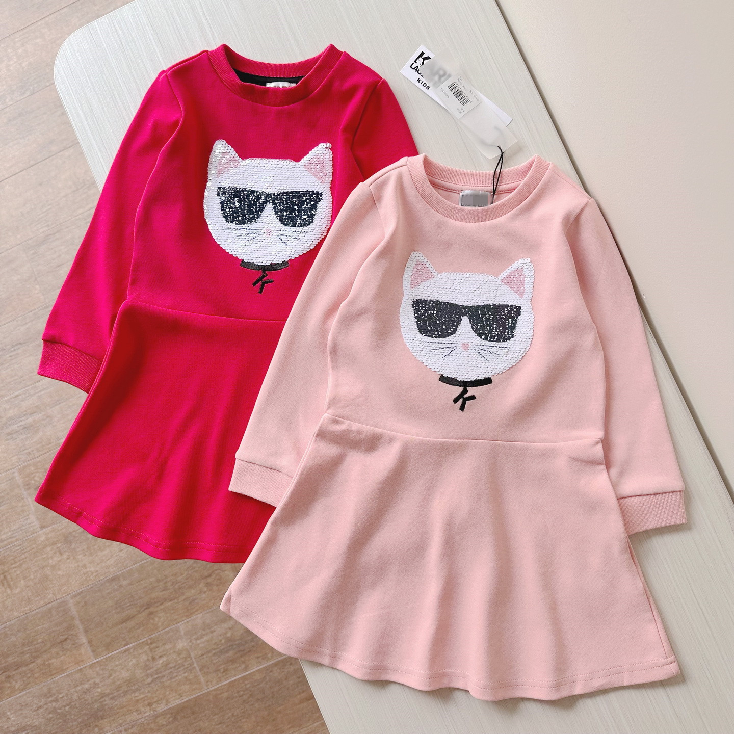 3-16岁 出口欧洲童装 春秋季长袖连衣裙 女童可爱t恤裙 时尚猫咪