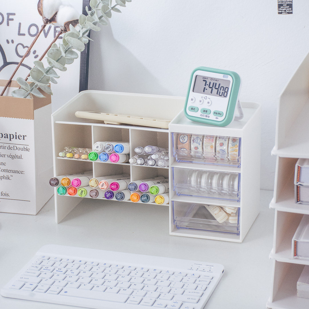 桌面抽屉式多功能收纳盒笔筒马克笔收纳架多层叠加学生寝室储物盒,收纳整理,桌面收纳盒,淘宝优惠券,粉丝福利购,淘宝优惠卷