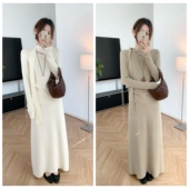 半身裙A字长裙套装 Chill飘带两件套 针织衫 羊毛混纺长袖 有厚度