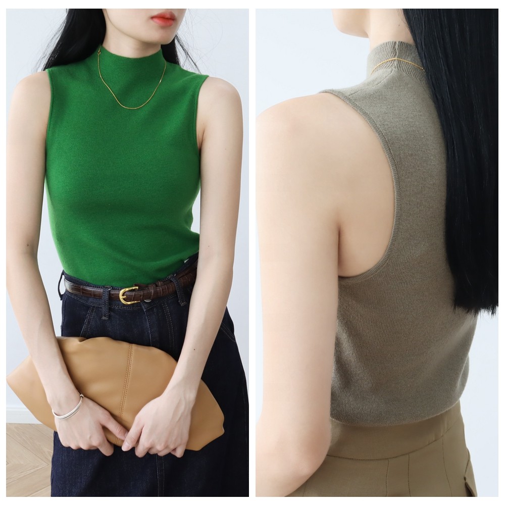 经典改良 半高领无袖针织衫背心女装修身打底衫秋冬上衣简约22新,女装/女士精品,背心吊带,淘宝优惠券,粉丝福利购,淘宝优惠卷