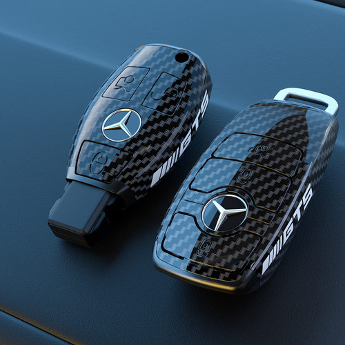 适用奔驰钥匙壳C260L新C级E级S级C200LA200e300l包碳纤维S400L套