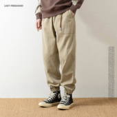 长裤 LFH写意 男裤 子水洗做旧直筒束脚裤 日系复古休闲工装 裤