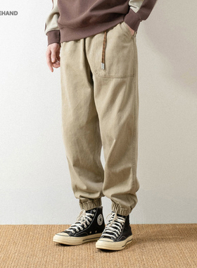 LFH写意 日系复古休闲工装裤男裤子水洗做旧直筒束脚裤长裤