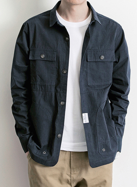 写意自制秋季新款日系复古工装长袖衬衫休闲原宿风挺阔男装衬衣潮