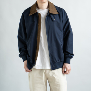 新款 日系复古拼色翻领复古教练夹克男宽松休闲男外套 春季 LFH写意