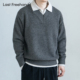 LFH写意 绵羊毛混纺灰色假两件翻领男毛衣秋冬加厚内搭慵懒针织衫