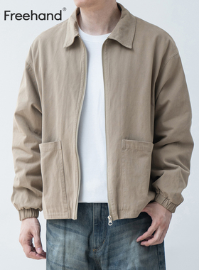 LFH写意 水洗做旧重磅斜纹棉日系工装翻领夹克外套秋季新款男外套