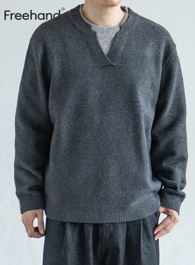 LFH写意 日系复古海鸥领针织毛衫男宽松休闲老钱通勤冬季毛衣上衣