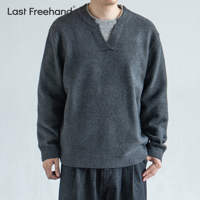 日系复古海鸥领针织毛衫男