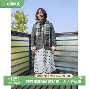 上海现货Barbour 加绒加厚羊羔绒菱格棉服女士棉衣 Deveron经典