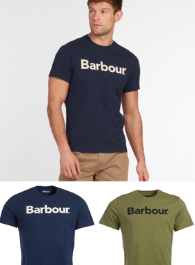 清仓现货Barbour logo T shirt运动休闲字母圆领T恤短袖纯棉上衣