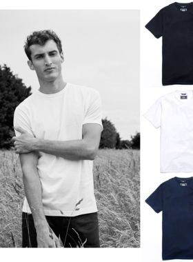 现货香港进口KNAPSACK正品复古圆领纯棉新疆棉短袖男女黑白T恤