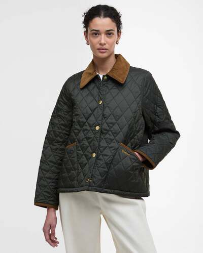 现货Barbour Icons Cropped Liddesdale女士绗缝夹克棉服lqu1851