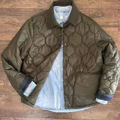 现货Castle of Scotland宽松巴恩风菱格棉服无蜡外套男女内胆棉衣