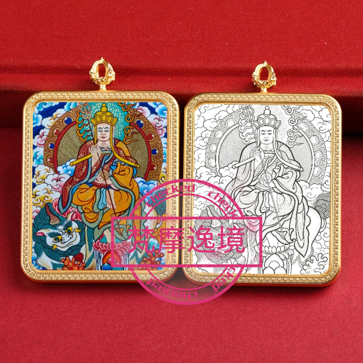 唐卡手绘DIY地藏菩萨唐卡吊坠画芯描金涂色佛像白描唐卡白描F179