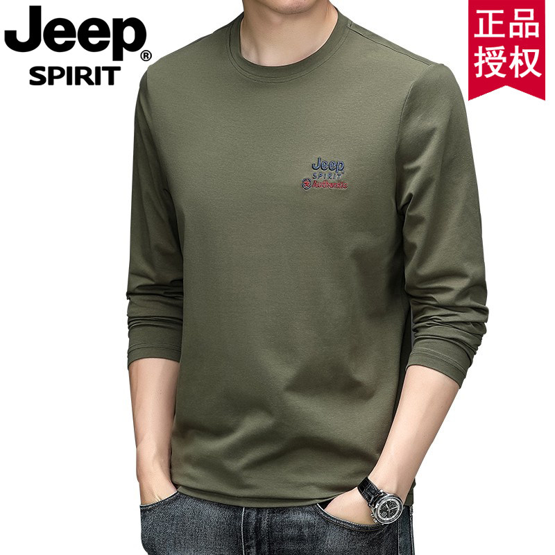 JEEP长袖T恤潮流男士绣标打底衫