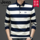 吉普jeep官方正品 上衣 t恤男翻领纯棉polo衫 2024春秋新款 条纹长袖