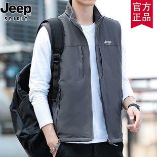 户外休闲钓鱼背心潮 双面穿加绒马甲男士 jeep官方正品 2024秋冬新款