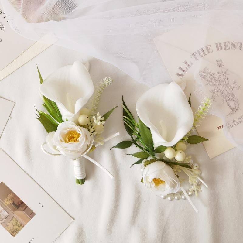 韩式白色马蹄莲郁金香胸花