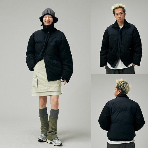 NKGC中性加厚秋冬棉服拼色