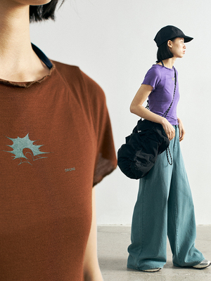 NKGC薄印花网纱女短袖显瘦