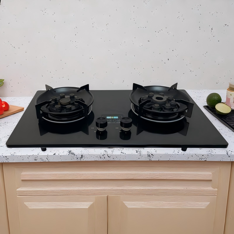 厨妃燃气灶A2428天然气猛火灶嵌入式双灶中心直喷鸳鸯灶具熄保
