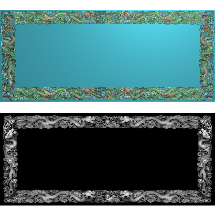 精雕图 牌匾龙边框带线 jdp 有灰度图bmp F3675