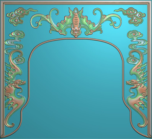 F3383 蝙蝠牙板佛龛佛堂垂挂带线 雕刻图 北京精雕JDP灰度图BMP