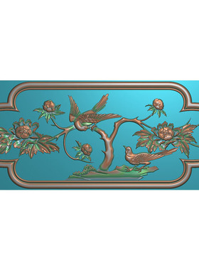 浮雕图精雕图花鸟靠背扶手牡丹餐椅裙板挡板电脑雕刻图 F4206
