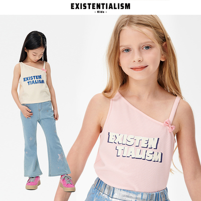 EXISTENTIALISM Kids童装24春季新款女童字母印花可爱斜肩吊带
