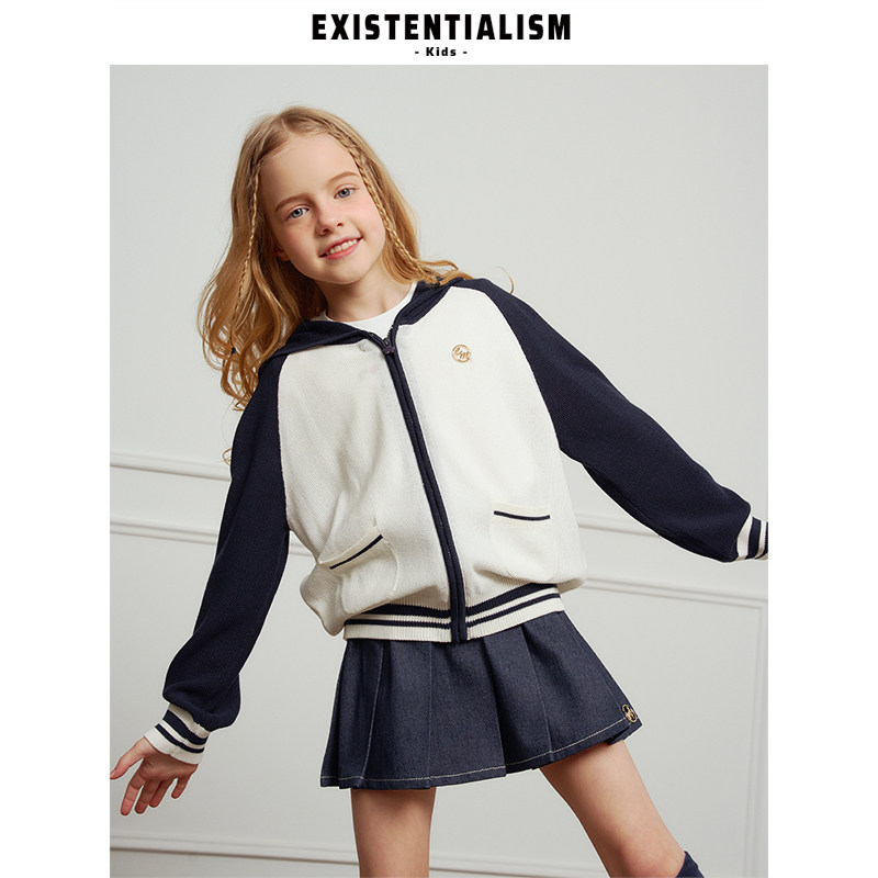EXISTENTIALISMkids春夏新款女童外套儿童百搭学院风薄款开衫上衣