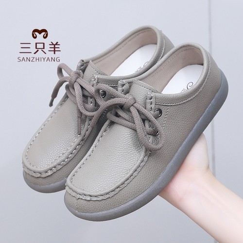 三只羊单鞋系带软底防滑妈妈鞋