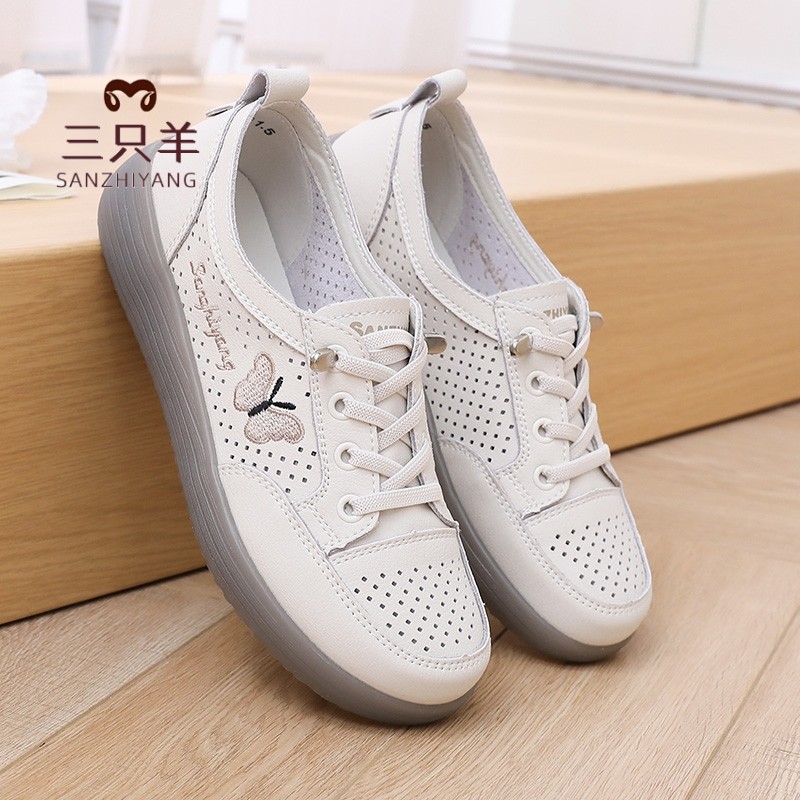 三只羊2026夏季新款一脚蹬休闲镂空妈妈鞋软底一脚蹬凉鞋舒适透气