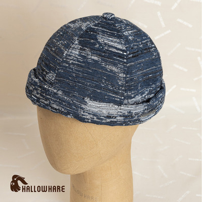 嘻哈酷感蓝黑提花瓜皮帽