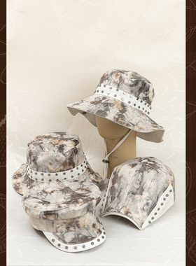 HallowHare迷彩铆钉川西风旅游高级感系列渔夫帽鸭舌帽海军帽