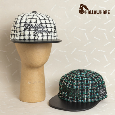 高级感小羊皮粗花呢平檐帽