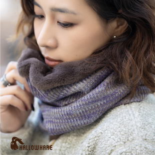 HallowHare 韩版秋冬氛围感两用毛边围脖冷帽