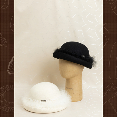 HallowHare真毛饰边羊毛小礼帽