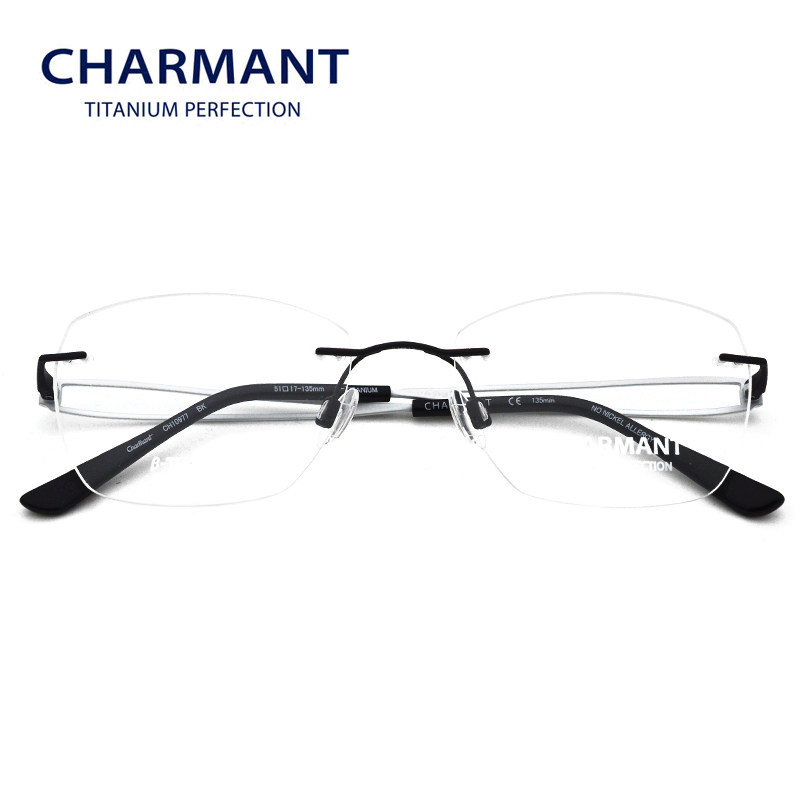 Charmant夏蒙眼镜框纯钛商务休闲轻便无框男女近视眼镜架 CH10977