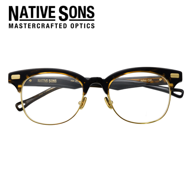 Native Sons日本手工眼镜框John Q2板材金属眉线框男女近视眼镜架
