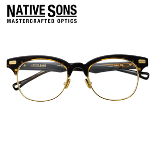 Native Sons日本手工眼镜框John Q2板材金属眉线框男女近视眼镜架