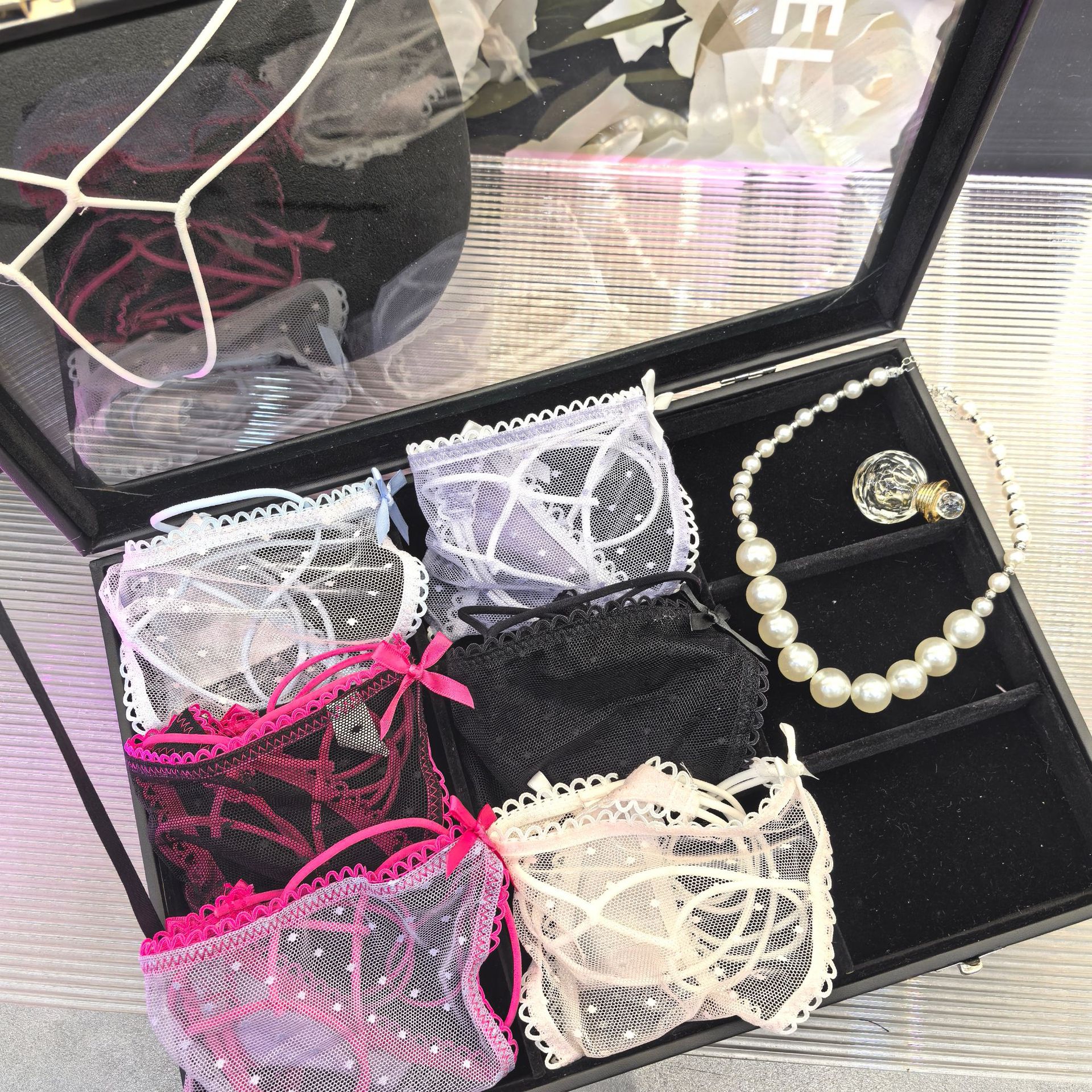 女三角裤透气轻薄波点网纱